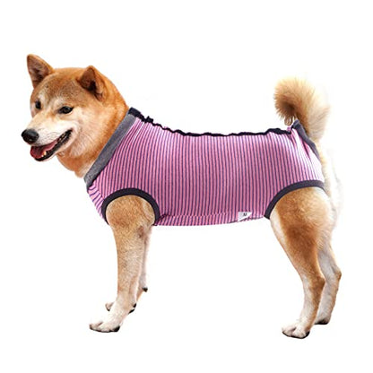 Dotoner Dog Recovery Suit Abdominal Wound Puppy Surgical Clothes Post-Operative Vest Pet After Surgery Wear Substitute E-Collar & Cone(M,Pink) - color: Pink, size: Medium (Pack of 1)