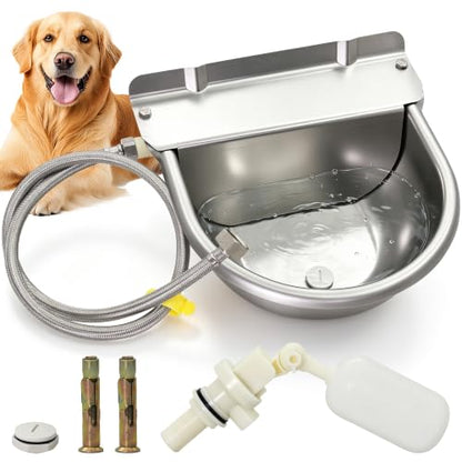 Automatic Horse Drinking Waterer Bowl,Upgrade Stainless Steel Farm Livestock Water Dispenser with Drain Hole and Float Valve for Horse,Dog, Chicken,Goat,Pig (B)
