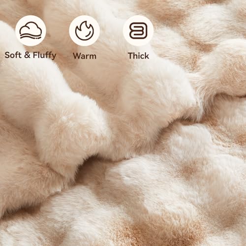 Anysay Faux Fur Throw Blanket, 1000GSM Fluffy Soft Bubble Blanket 60''*80'' - color: Camel, size: Twin