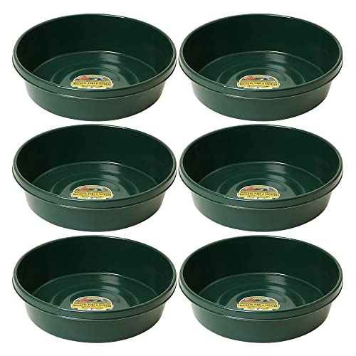 Little Giant 3 Gallon Durable and Versatile Plastic Flat Farm Livestock and Pet Ranch Home Feed and Water Utility Pan, Green (6 Pack)