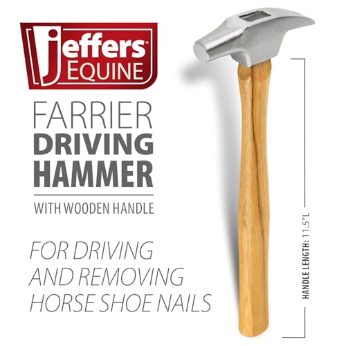 Jeffers Equine Farrier Driving Hammer for Horses – Wooden Handle Horseshoe Hammer, Livestock Tool for Hoof Care, Shoeing, Trimming, Nails, Horseshoes, Equestrian Supplies, Steel Head, Toolbox