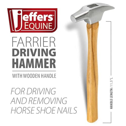 Jeffers Equine Farrier Driving Hammer for Horses – Wooden Handle Horseshoe Hammer, Livestock Tool for Hoof Care, Shoeing, Trimming, Nails, Horseshoes, Equestrian Supplies, Steel Head, Toolbox