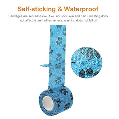 AUPCON Vet Wrap Cohesive Bandages Bulk Self Adhesive Bandage Wrap Self Adherent Wrap Non-Woven for Dogs Pet Animals & Ankle Sprains & Swelling 2 Inch x 5 Yards (2 Inch Mixed Claw) - color: 2 Inch Mixed Claw