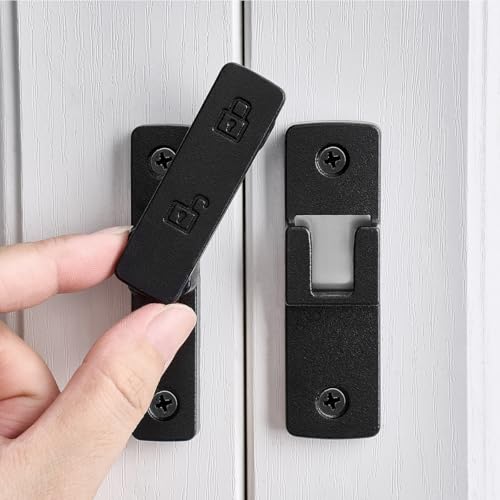 Matte Black 180 Degree Zinc Alloy Barn Door Latch, Flip Gate Lock - color: Matte Black_180 Degree