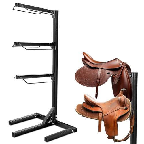Abbylike 3 Tier Saddle Rack for Horses, Heavy Duty Saddle Pad Stand Stable Blanket Tack Storage Stand for Western English Horses Pad Blanket Storage Organizer Stall Accessories - style: 3 Tier