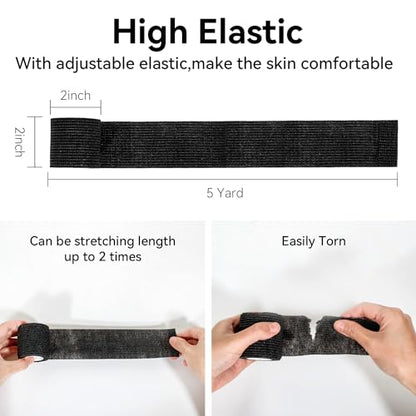 Self Adhesive Bandage Wrap,Bandage Tape,Medical Tape,Vet Tape - color: Black, size: 2inch*32rolls