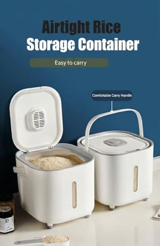 Food Storage Container with Lid, 11lbs Airtight Food Storage Bin for Rice, Cereal, Flour & Pet Food, BPA-Free Moisture-Proof Kitchen Storage Container, White