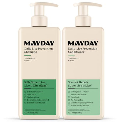 MAYDAY Daily Lice Routine, 12oz Shampoo & Conditioner, Sandalwood & Mint - style: Daily Bundle - Large