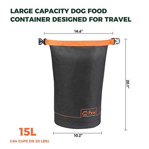 FXW Dog Food Travel Bag, Large Capacity for Travel Kibble Storage, 64 Cups - size: 15L