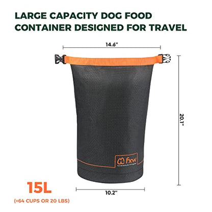FXW Dog Food Travel Bag, Large Capacity for Travel Kibble Storage, 64 Cups - size: 15L