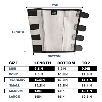 Harrison Howard Loose Fitting Fly Boots UV-Protective Extra Tough Mesh Ventilated Four Fasteners Stay-on Design Protect Horse Legs & Stomp-Reducing Set of 4 Silver Grey Mini - color: Silver Grey, size: Mini