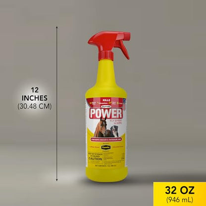 Durvet Fly 003-1020 698903 Power Fly Spray and Wipe for Horses, 32 oz