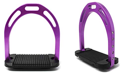 CHALLENGER Horse Saddle Stirrups English Lightweight Aluminum 51114 - color: Purple/Black