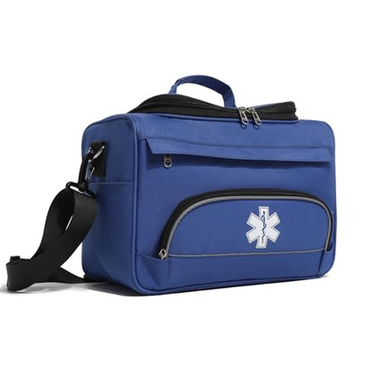 Empty Medicine Bag for Travelling Red First Aid Bag On Call Trauma Bag EMT First Responder Carrier Bag Medical Supplies Kit Emergency Bag for School(Bag only) - color: Blue