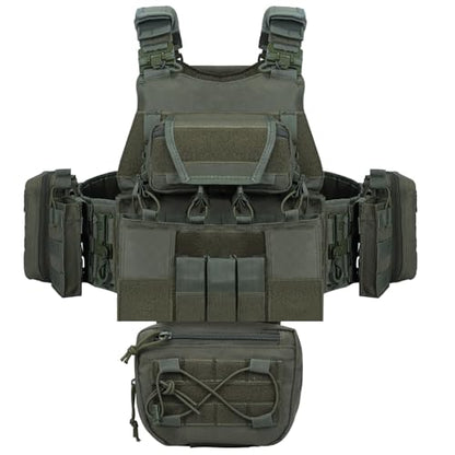 YAKEDA Outdoor Training Vest With PALS System MultiFunctional MOLLE Quick Release Vest- For Hiking, Camping Training - color: Cavalry Green