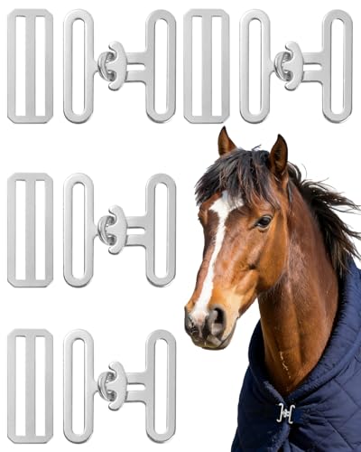 4 Sets Horse Blanket Surcingle Buckle Replacement Kits, Heavy-Duty Hardware Buckles with Straps for Repair and Restoration of Horse Blankets