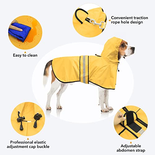 Raincoat Dogs - Waterproof Adjustable Pet Rain Coat Jacket, Lightweight Dog Hooded Rain Slicker Poncho with Reflective Strip for Small Puppies (Yellow, Small) - color: Yellow, size: Small