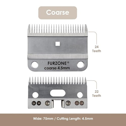 FURZONE A2 Large Animal Clipper Blade (COARSE) - 2-in-1 Set (24&22 Teeth), Horse Grooming Replacement Blade, Professional Grooming, 11/64-Inch/4.5mm Cut Length - size: Coarse 4.5mm