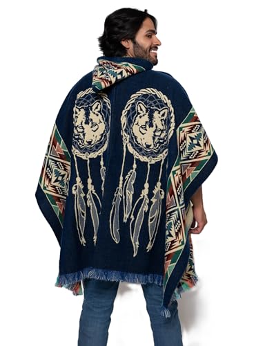 Alpaca Land, Handmade Ecuadorean Alpaca Wool Ponchos - color: Blue Wolf