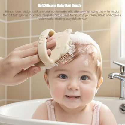 6 Piece Baby Hair Brush & Comb Set, Natural Bamboo & Goat Bristle for Cradle Cap Care, Newborn to Toddler Grooming Kit with Silicone Scrubbers for Scalp Massage