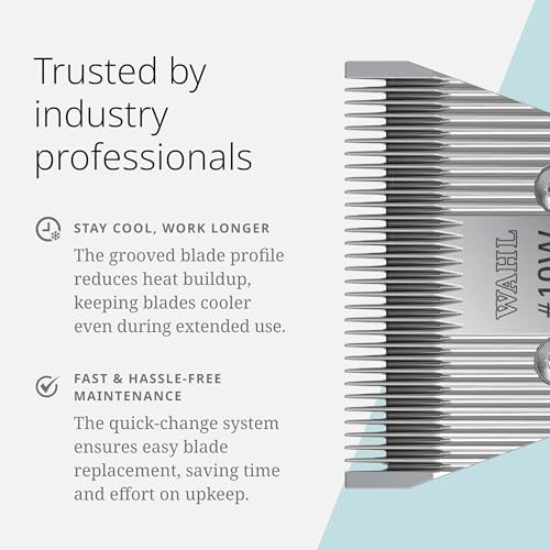 Wahl Pro Animal Wide Prime Series Blades - Professional Fine Tooth Pet Clipper for Horse, Cat & Dog Grooming - Made from High-Carbon Steel - #10W, 1.5mm - size: #10W