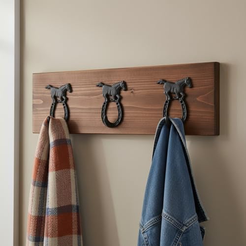 Comfy Hour 9.5 Inch Horseshoe Wall Hook, Running Horse Key Holder