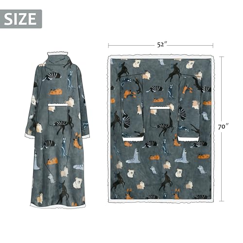 Catalonia Sherpa Wearable Blanket with Sleeves and Pocket for Adults - color: Dog Grey, size: Standard Pocket