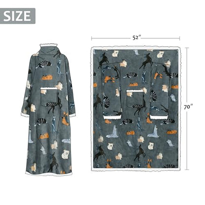 Catalonia Sherpa Wearable Blanket with Sleeves and Pocket for Adults - color: Dog Grey, size: Standard Pocket