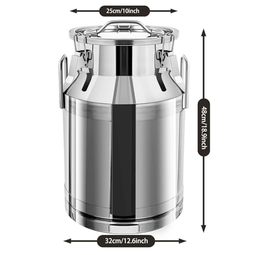30L/8Gal Stainless Steel Milk Can, Milk Transport Can, Jug Wine Pail Bucket Bottle, Liquid Container Storage Barrel with Strong Silicone Sealed Lid, Stainless Steel Sealed Tank - size: 30L/8Gal