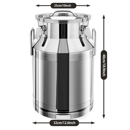 30L/8Gal Stainless Steel Milk Can, Milk Transport Can, Jug Wine Pail Bucket Bottle, Liquid Container Storage Barrel with Strong Silicone Sealed Lid, Stainless Steel Sealed Tank - size: 30L/8Gal