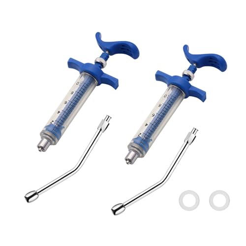 2Pcs Reusable Goats Syringe, 2 Drench Nozzle Adjustable Dosage Drench Gun Syringe for Bird, Cattle, Sheep, Goats, Horse, Pig, Dog Supplies (XS-10ML) - size: XS-10ML