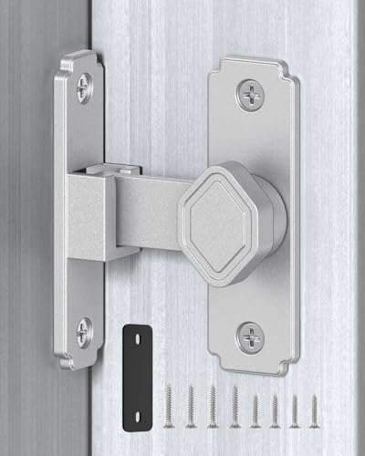 Pocket Door Lock, 90 Degree Latch, Barn Door Hardware Silver 1PC - color: Silver-1 Pc