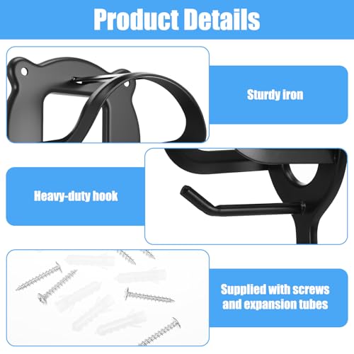 6 Counts Horse Bridle Rack, Iron Bridle Bracket with Tubes and Screw, Wall Mount for Horse Tack Storage, Halter Hanger, Tack Room and Barn Supplies, Black