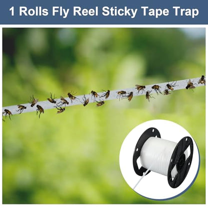 Qualirey 1 Pc Sticky Fly Tape Roll 1000 ft Fly Ribbon, White - color: as picture shown