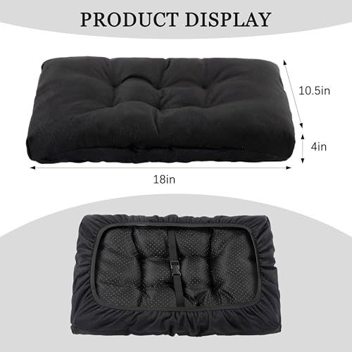 Rectangular Stool Cushion Set of 2, Soft Saddle Stool Cushions with Ties, Nonslip and Washable, Black, 18 x 10.5 x 4 Inch - color: Black, size: Pack of 2
