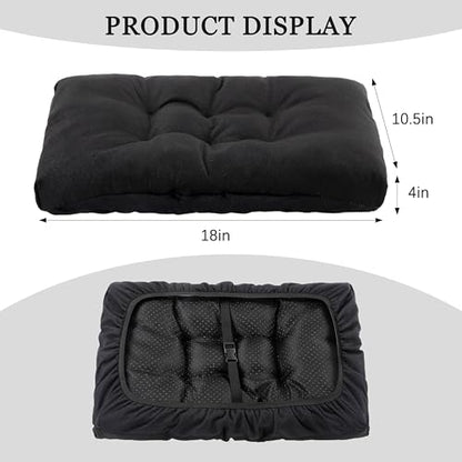 Rectangular Stool Cushion Set of 2, Soft Saddle Stool Cushions with Ties, Nonslip and Washable, Black, 18 x 10.5 x 4 Inch - color: Black, size: Pack of 2