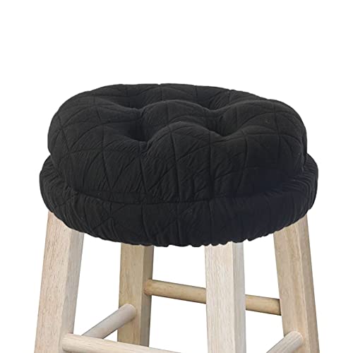 BUYUE Round Bar Stool Seat Cushion, Dia.14 Luxury Fashion Jacquard with Anti-Skid Silicone Bar Stool Cushion Padded (Black, L,1 Count) - color: Black, style: Round L