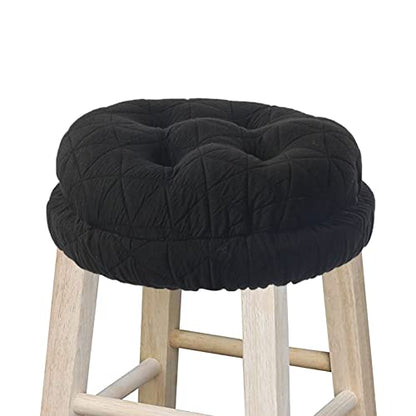 BUYUE Round Bar Stool Seat Cushion, Dia.14 Luxury Fashion Jacquard with Anti-Skid Silicone Bar Stool Cushion Padded (Black, L,1 Count) - color: Black, style: Round L
