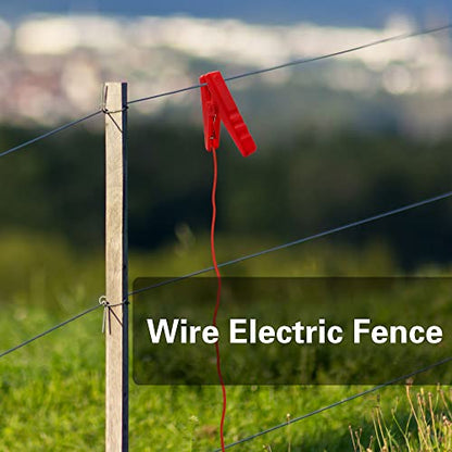 Electric Fence Clips, Hyhpsjiee 2pcs Electric Fence Charger Electric Fence Connectors Electric Fence Leads Electric Fence Wire Connect with Crocodile Clip 1M.(Black+Red)