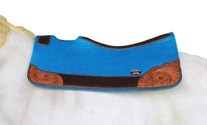 Horse 32"x30" Western Contoured Wool Felt Therapeutic Saddle Pad 39252 - color: Turquoise