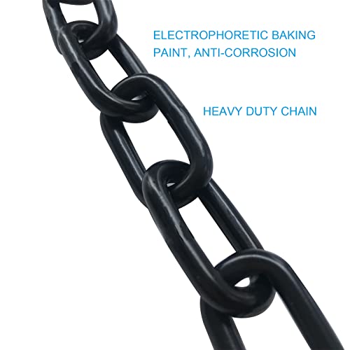 Black Heavy Duty Hanging Chains with 2 Carabiners, Chair Hardware for Indoor Outdoor Playground Hammock Punching Bags 800 LB Capacity Small Chain Double Clips (Black Metal-1 PCS)