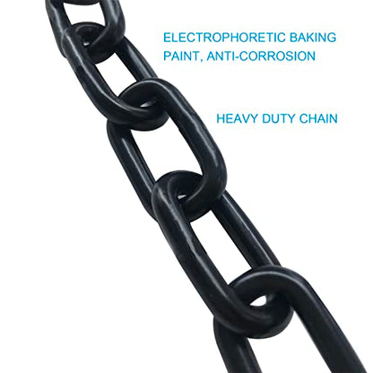 Black Heavy Duty Hanging Chains with 2 Carabiners, Chair Hardware for Indoor Outdoor Playground Hammock Punching Bags 800 LB Capacity Small Chain Double Clips (Black Metal-1 PCS)