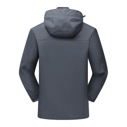Men's Waterproof Shell Jacket, Lightweight Windbreaker Raincoat, Outdoor Trench Coat - color: Gray, size: Medium
