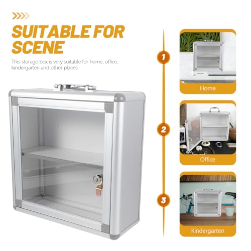 Healeved Medicine Storage Box Wall Hanging Emergency Medicine Box with Lockable Case Large Aid Container Empty for Home Office Kindergarten Outdoor Use