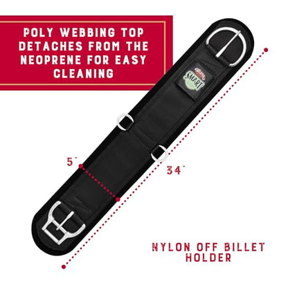 Weaver Equine ‎Roper Horse Cinch, Anti-Slip Neoprene Saddle Cinch Girth with Smart Cinch Buckle, Western Horse Riding Supplies, Black