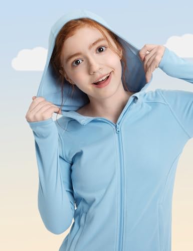 FitsT4 Sports Girls Fleece Horse Riding Jackets Hoodie Kids Equestrian Shirts Full Zip Up Long Sleeve Thumbholes for Winter
