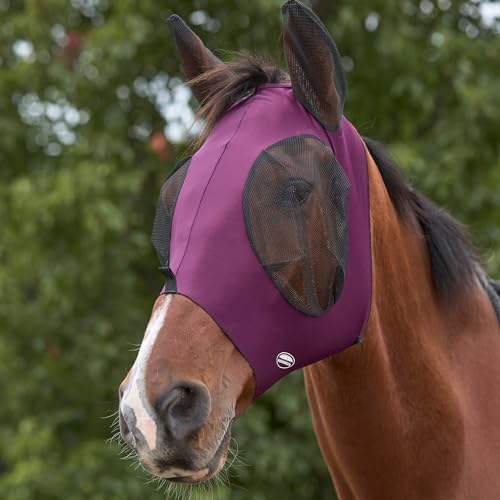 WeatherBeeta Deluxe Stretch Bug Eye Saver with Ears, Purple/Black, Pony - color: Purple/Black, size: Pony