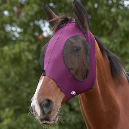 WeatherBeeta Deluxe Stretch Bug Eye Saver with Ears, Purple/Black, Pony - color: Purple/Black, size: Pony