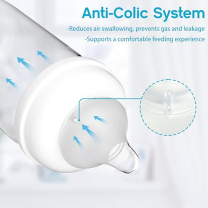 Silicone Bottle Nipples Compatible with Lansinoh Bottles, Replacement Soft Nipple for Baby 1+ Months, Anti-Colic, BPA-Free, Slow Flow, Size S, 6-Pack