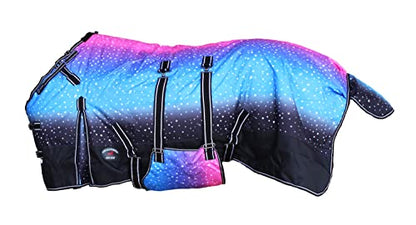Challenger 1200D Turnout Waterproof Rain Horse Sheet Light Winter Blanket 391B - color: Galaxy, size: 64 inches